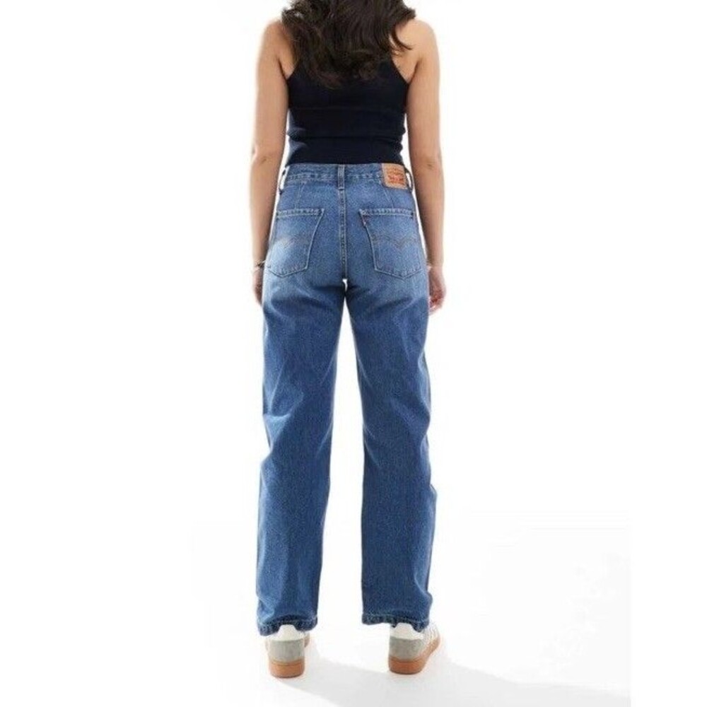 Levis 94 Baggy Jeans Medium Wash Mid Rise Seamed 100% Cotton Rigid Denim Size 25